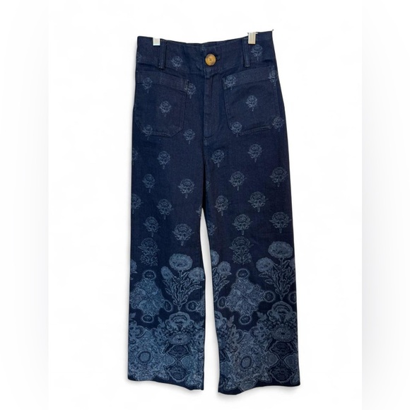 Maeve The Colette Cropped Wide-Leg Jeans Indigo Floral 25 - Picture 4 of 16